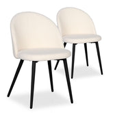 Lot de 2 chaises Maury Métal noir et Tissu bouclette Crème