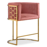 Chaise de bar design Honey Velours Rose et Métal Or