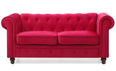 Canapé capitonné 2 places Chesterfield Velours Rouge