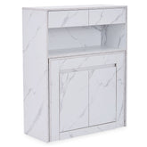 Console extensible avec rangement Fontano Effet marbre blanc
