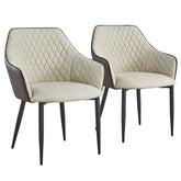 Lot de 2 Chaises/Fauteuils Louisa Beige et Marron