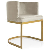Chaise en velours taupe avec pieds dorés