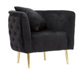 Fauteuil Bucarest Velours Noir métal doré