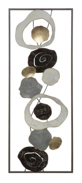 Panneau métallique abstrait DIXY motifs géométriques et floraux