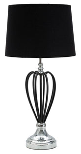 Lampe de table Darky Métal Argent abat-jour Tissu Noir