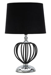 Lampe de table Darky Métal Argent abat-jour Tissu Noir décorations Métalliques Noires