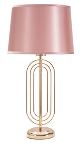 Lampe de table Krista métal doré abat-jour tissu rose