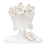 Vase Femme Porcelaine Blanche décorations dorées