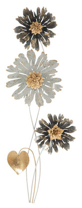 Panneau mural en métal motifs géométriques et fleurs