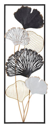 Panneau mural en métal motifs géométriques et floraux décor naturel