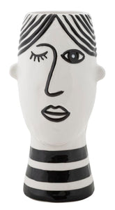 Vase visage Porcelaine Blanche et traits noirs