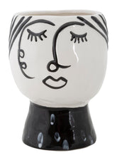 Vase visage Porcelaine Blanche et base Noir