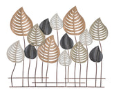 Panneau mural décoratif en métal 3D design feuilles couleurs variées