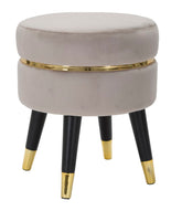 Tabouret Paris Velours Gris avec finition dorée pieds Noir