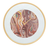 Horloge murale ronde contemporaine miroir avec design abstrait