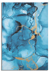 Impression sur toile abstraite design bleu doré