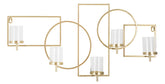 Porte-bougie mural géométrique en métal doré avec 5 porte-bougies en verre