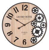 Horloge murale ronde mécanisme bois naturel