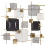 Panneau mural décoratif 3D en fer formes géométriques or et noir