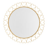 Miroir mural rond cœurs Métal Doré