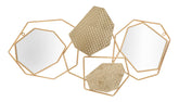 Miroir mural géométrique métal doré