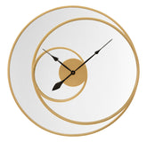 Miroir mural horloge ronde métal doré