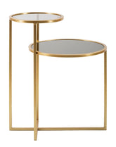 Table basse 2 niveaux Verre fumé et métal doré