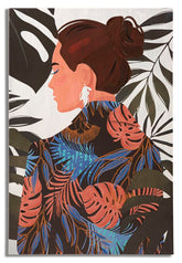 Impression murale Lady Jungle toile encadrée couleurs chaudes