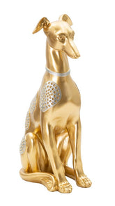 Statue de chien assis or décorations argentées