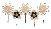 Porte-manteau mural fleurs Fer et Raphia