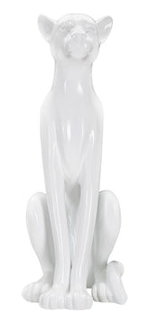 Statue léopard assis blanche