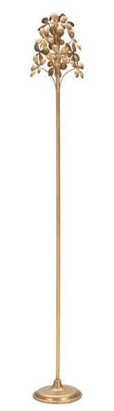 Porte-bougie en métal doré avec décorations florales