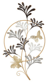 Panneau mural décoratif en métal Lixy cadre rond doré