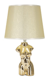 Lampe de table Glam Woman céramique dorée abat-jour tissu beige