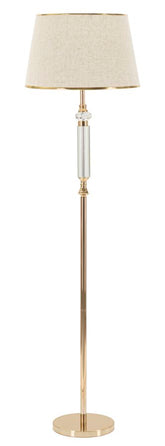 Lampadaire Praga Métal Doré Abat-jour Tissu Beige Bordure Dorée