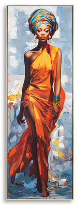 Peinture Daphné sur toile avec cadre en bois et métal doré