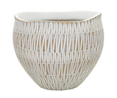 Cache-pot en résine décoré de gravures géométriques et linéaires