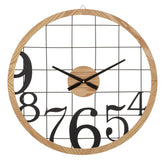 Horloge murale ronde en métal et bois