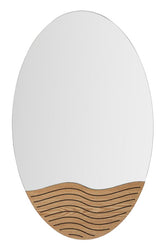 Miroir mural rond bois naturel