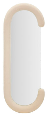 Miroir mural Chantal cadre en bois Tissu Velours Crème