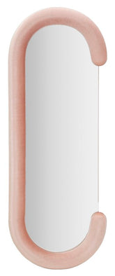 Miroir mural Chantal en bois et velours rose