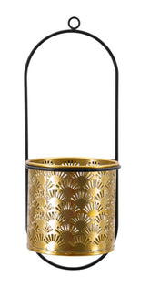 POT DE MUR géométrique métal doré et noir