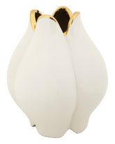 Vase céramique blanche finitions dorées