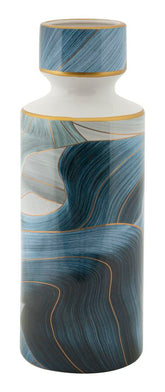 Vase en céramique décoré de pétales et détails dorés avec couvercle