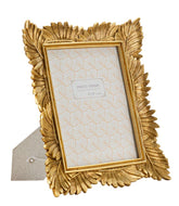 Cadre photo rectangulaire en résine dorée feuilles