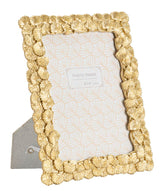 Cadre rectangulaire résine feuilles dorées