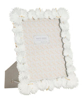 Cadre photo rectangulaire résine feuilles blanches