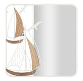 Miroir mural cadre métal Blanc et inserts en bois