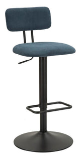 Tabouret de bar rond pivotant en métal Tissu rembourré Bleu Marine