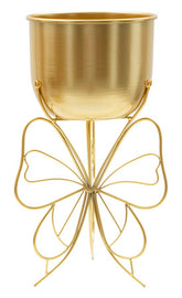 Porte-vase en métal doré avec base papillon